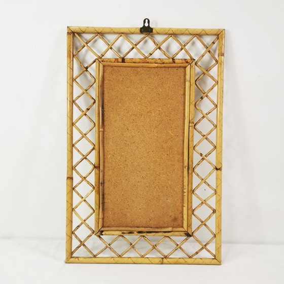 Image 1 of Specchio da parete in bambù e rattan, stile metà secolo, Italia, anni '60