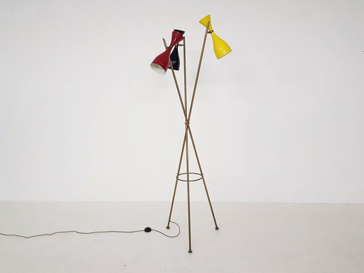 Midcentury "Triennale" Arredoluce Style Diabolo Floor Lamp, Italy, 1960s