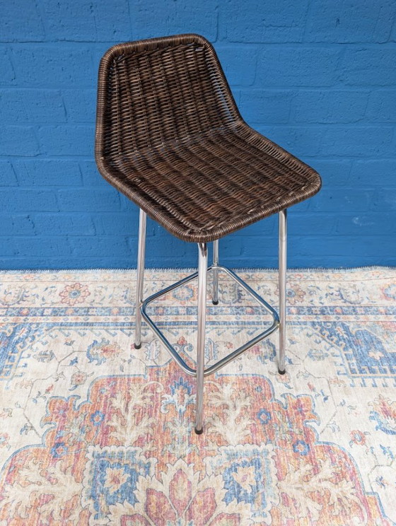 Vintage Barkruk, Dirk Van Sliedregt Voor Rohé Noordwolde, Jaren 60 – Barkrukken, Rattan (photo 9 of 20)
