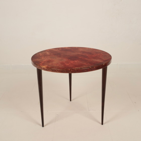 Table basse Aldo Tura en parchemin, Mod. 826, peau de chèvre teinte à la main, Italie, 1950 – Tables basses (photo 10 of 27)