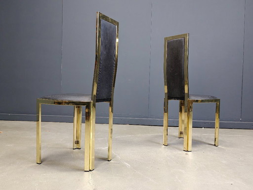 Vintage french brass dining chairs, 1970s 