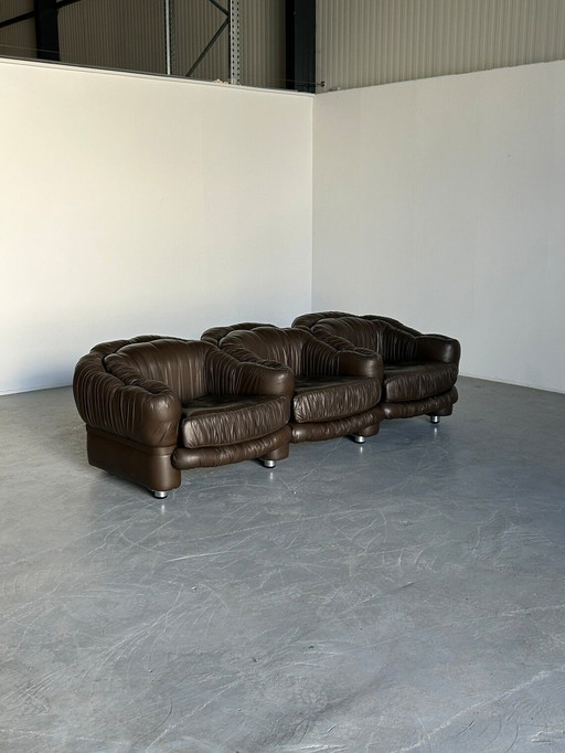 Vintage-Dreisitzer-Sofa aus dunkelbraunem Leder von Axel Di Pietrobon, 1970er Jahre Italien