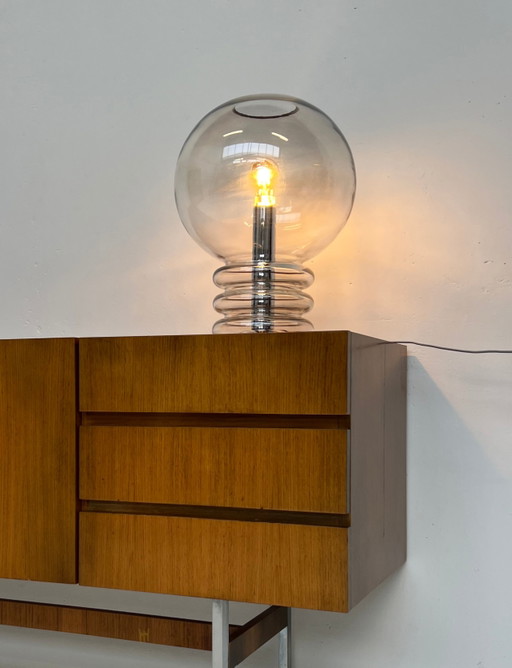 Vintage Glühbirnen-Tischlampe – Herbert Proft für Glashütte Limburg – tafellampen, Chrome, Mid Century Modern