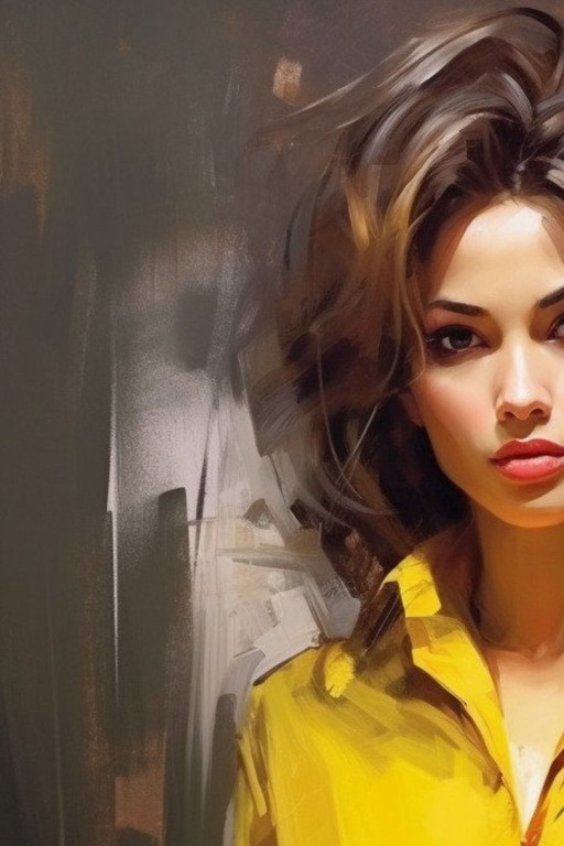 Léa Ottavi - Charming Girl - Digital artist painting on canvas – schilderijen tekeningen (photo 2 of 12)