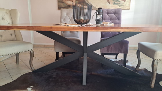 Table à manger et chaises au design élégant, Salles à manger complètes, Métal, Bois, Noir (photo 5 sur 7)