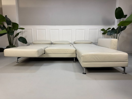 Image 1 of Brühl Moule hoekbank leren bank wit slaapfunctie