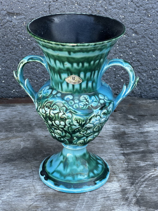 Vase Turquoise céramique Vintage 70’s - Keramik West Germany H 20 cm
