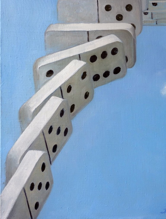 Pintura al Óleo Original Arte Contemporáneo Simbolismo Dominó – Pinturas y dibujos, Canvas (photo 6 of 7)