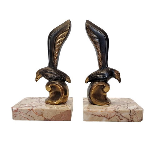 Serre-livres Art déco français de Jamar – decoratieve objecten, Marble, Metal