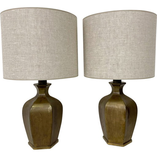 Pair of vintage bronze table lamps