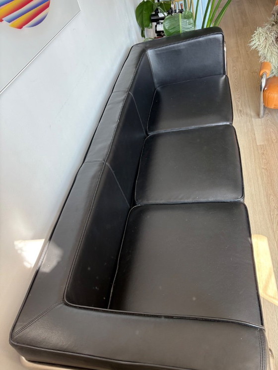 Image 1 of Bauhaus zwart lederen 3-zitsbank