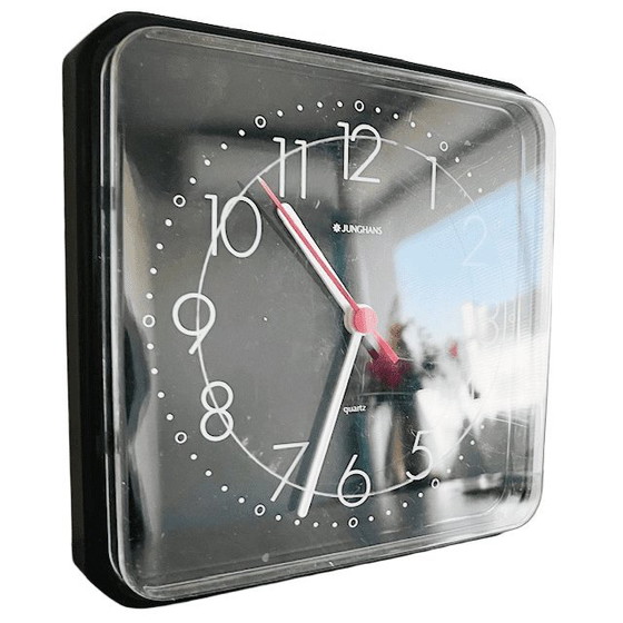Image 1 of Vintage Junghans kitchen clock retro wall clock W 738 black 1980s
