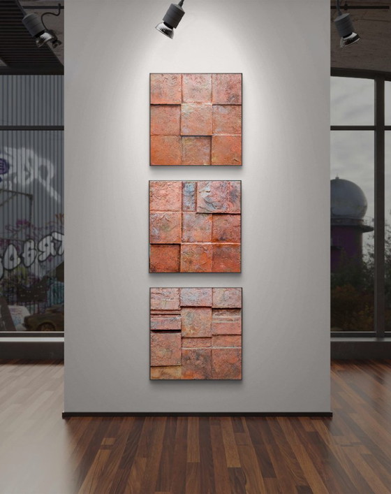 Image 1 of Modern Art Drieluik: Red Burning Earth