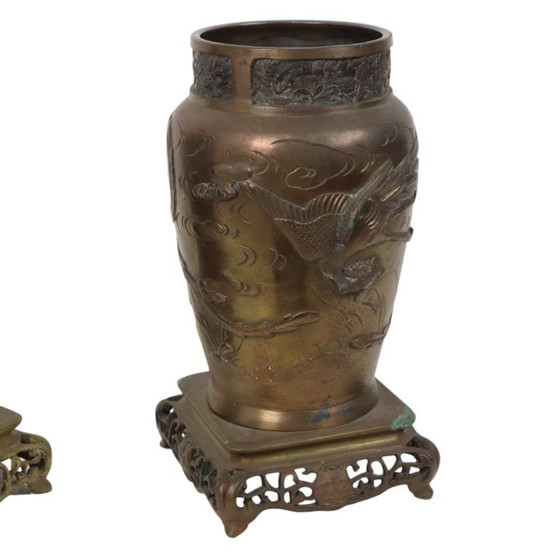 Image 1 of Pair of Japanese Bronze Vases