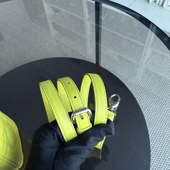 Image 1 of DIOR LADY MINI - CANNAGE LAMSLEER GEEL ZILVEREN BESLAG VERSTELBARE BAND