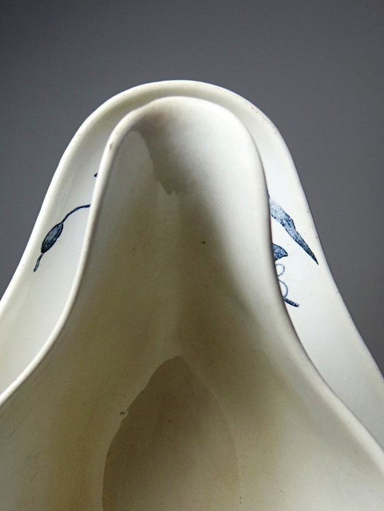 Image 1 of Antique Longwy earthenware gravy boat, late 19th-early 20th century