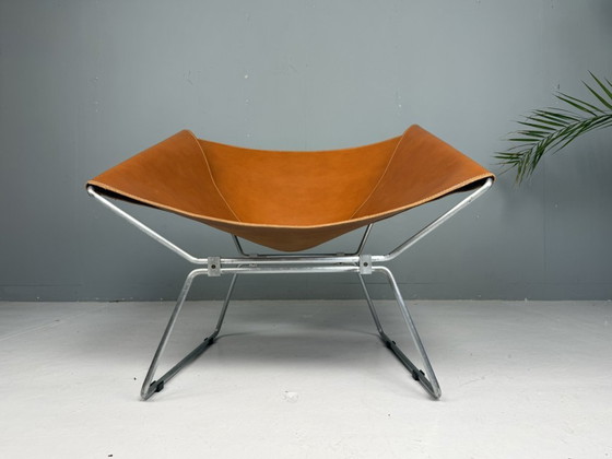 Image 1 of Pierre Paulin AP-14 cognac leather armchair for A. Polak, 1955