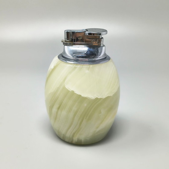 1960s Mid-Century Modern Italian Onyx Smoking Set With Table Lighter & Ashtray – Decorative Objects, Stone (photo 5 of 9)