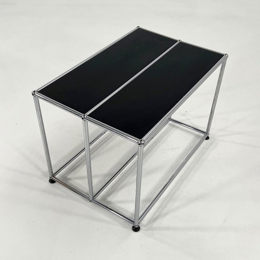Console basse/table d'appoint noire par F. Haller & P. ​​Schärer pour USM Haller, années 1980