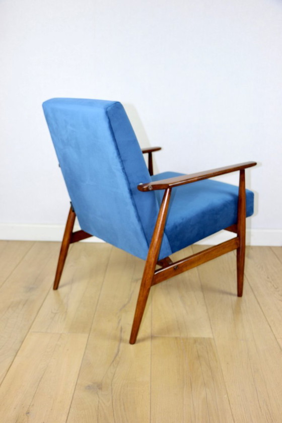 Image 1 of Vintage fauteuil 'Lis', jaren 70, blauw - 2 stuks beschikbaar