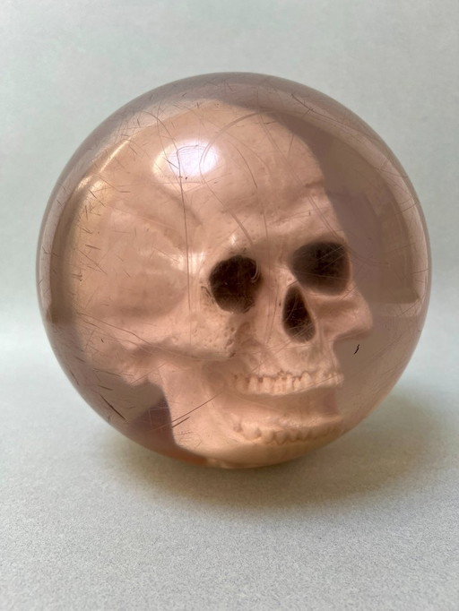 Ebonite skull bowling ball with matching bag, 1990s USA