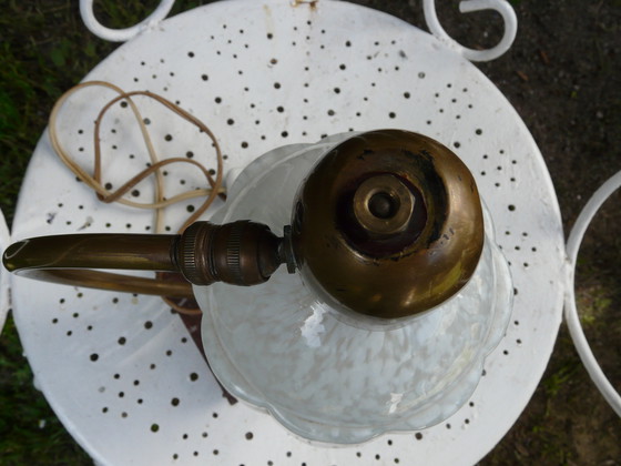 Image 1 of Art-Deco lamp in Clichy marble and glass