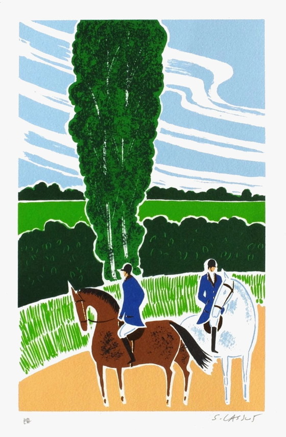 Image 1 of Serge LASSUS Chevaux et cavaliers 19 Signed lithograph 1990