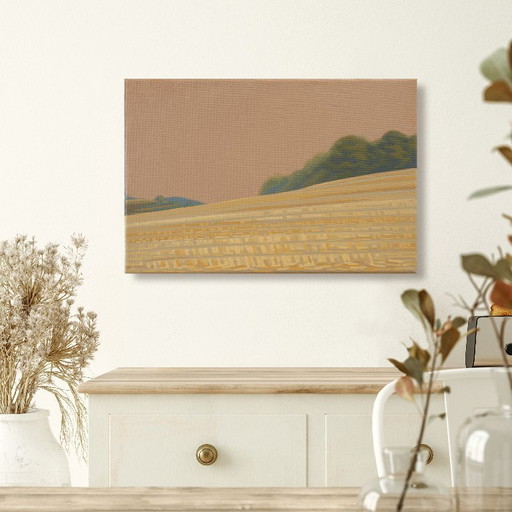 Mowed field, unique painting, hand-painted one-of-a-kind piece, 30 x 20 cm, acrylic paint on canvas