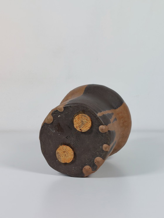 Image 1 of Vaso d'artista in ceramica vintage organica con smalto fluido, anni '80