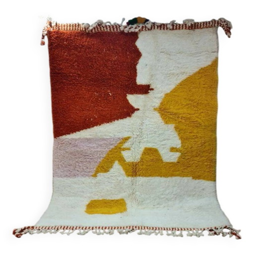 Moderner Boho-Teppich 250x150 cm - Abstraktes Design Mehrfarbig Rot und Gelb