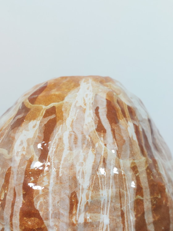 Image 1 of Vase vintage en céramique à glaçure coulée, œuvre d'artiste