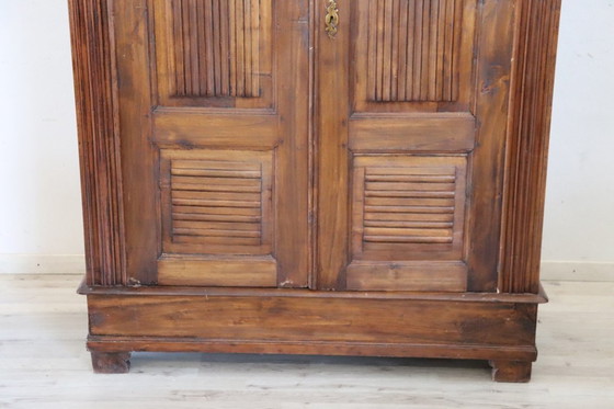 Image 1 of Antique solid poplar wood small wardrobe, Italy late 19th century