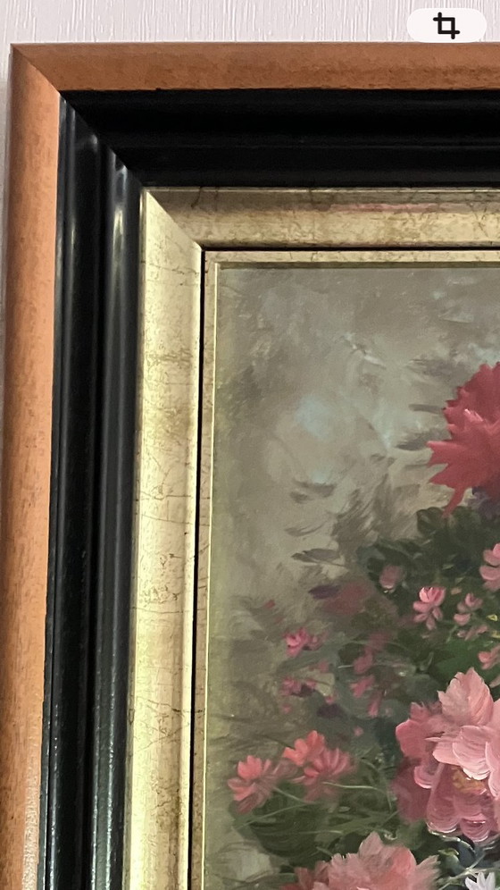 Image 1 of Magnificent Oil Painting by Gaston Quidousse (1938-1998) – Bouquet of Peonies
