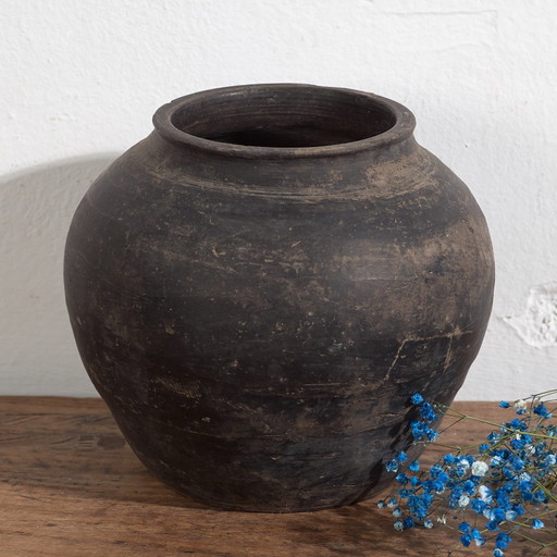 Vase en céramique ancien style wabi sabi (c.1900) #4