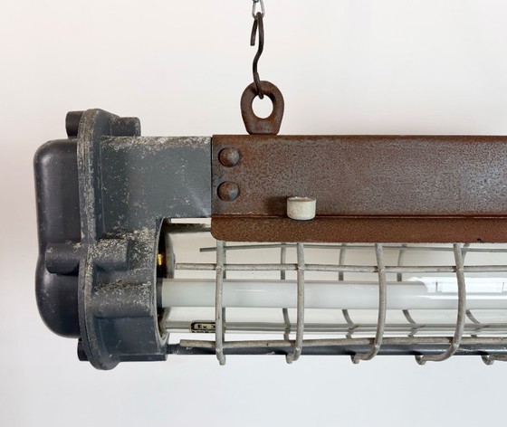 Image 1 of Grijze industriële hanglamp met buisconstructie van Elektrosvit, jaren 70.