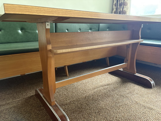 Image 1 of Retro vintage duitse hoekbank met kaarttafel, stoelen en krukjes