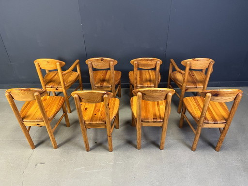 Chaises de salle à manger vintage en pin - années 1980 - ensemble de 8