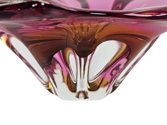 Image 1 of Egermann - Böhmisch - Friedrich Egermann - Vase - mundgeblasen - orange/lila - 1960er Jahre