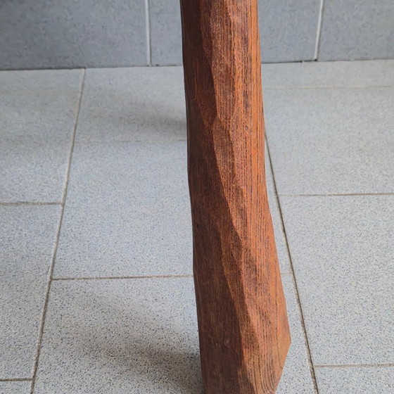 Image 1 of Brutalist side table, 1970s, oak, DLG Jean Touret, Marolles
