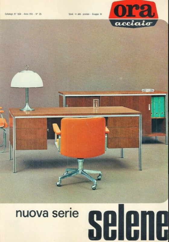 Bureau de direction ORA Acciaio, fabriqué en Italie dans les années 1970. – Bureaux, Wood (photo 16 of 16)