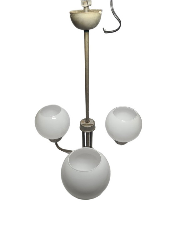 Lampadario in stile postmoderno, Polonia, anni '70 – Glass, Metal (photo 9 of 12)