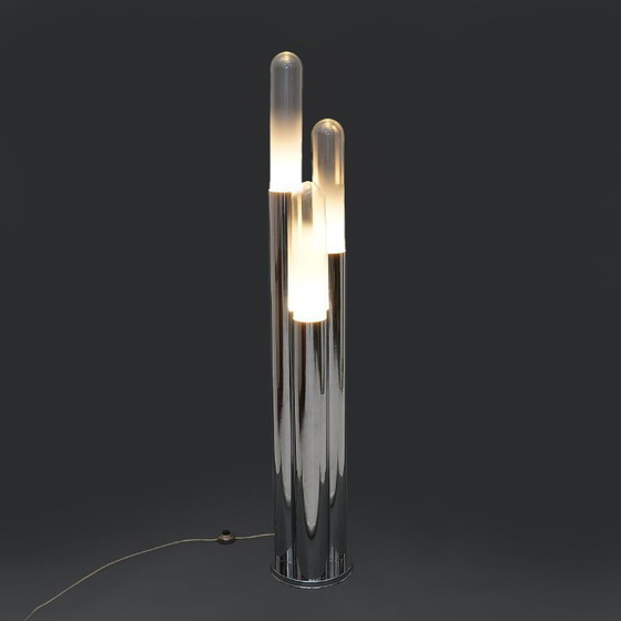 Image 1 of Lampadaire en métal chromé et verre, années 1970