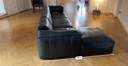 Großes schwarzes Ledersofa