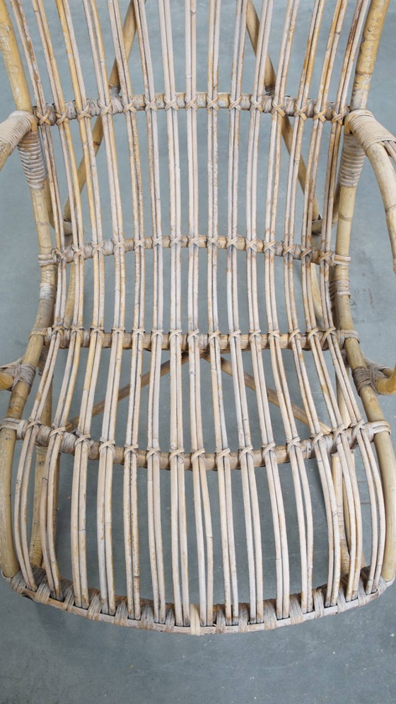 Image 1 of Dutch design rattan armchair from the 1950s with a high back