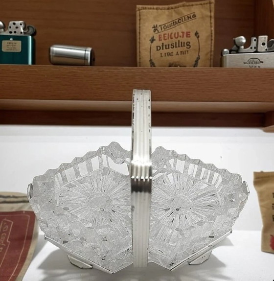 Image 1 of Portacenere vintage in cristallo con quattro posacenere – Design di metà secolo