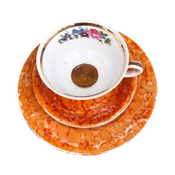 Image 1 of Set da colazione marmorizzato, Wałbrzych, Polonia, anni Settanta.