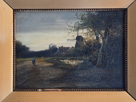 Zwei Landschaftsgemälde in goldenem Rahmen, Gemälde & Zeichnungen, Holz, Andere, Mehrfarbig, Klassiek (Foto 6 von 15)