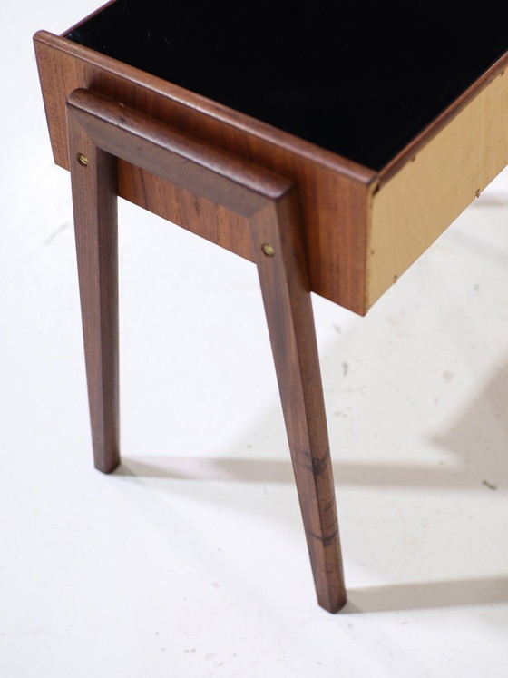Image 1 of Set di comodini Arne Vodder in teak vetro nero danese vintage
