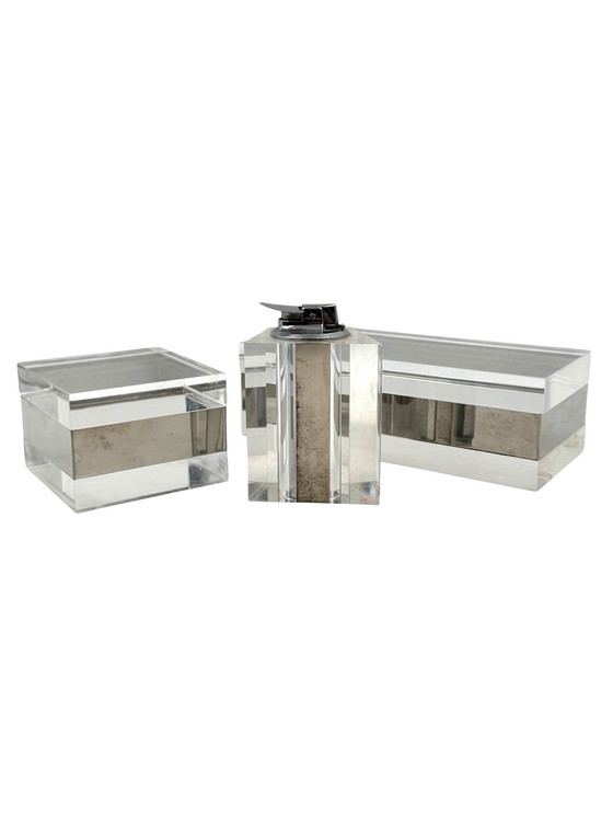 Image 1 of Set da fumo Hollywood Regency Lucite, Guzzini Italia 1970