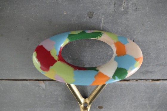 Image 1 of Vintage set Italian Design coat rack hooks copper resin